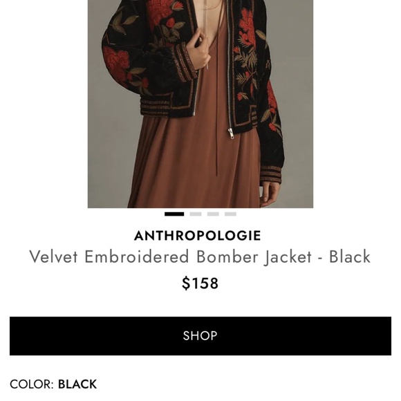 Anthropologie jacket velvet black bomber red xxs beaded - Picture 6 of 6